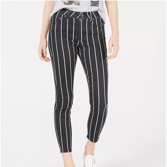Tinseltown NWT High Rise Soft Stretch Skinny Jeans Blue & White Striped - Picture 1 of 11
